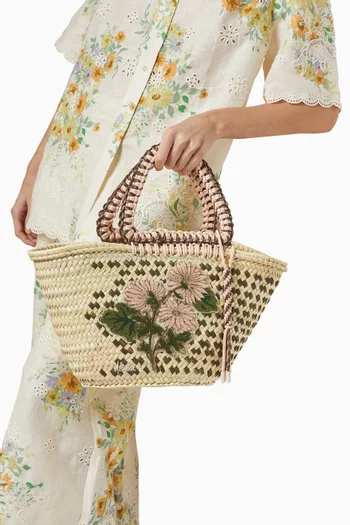 حقيبة يد ساج متوسطة قش