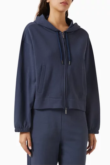 Drawstring Zip Hoodie in Jersey