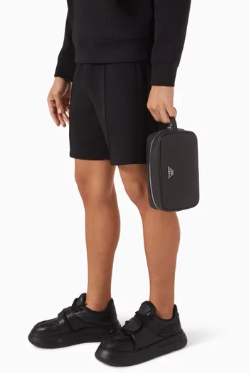 Eagle-plaque Beauty Case in Faux Leather