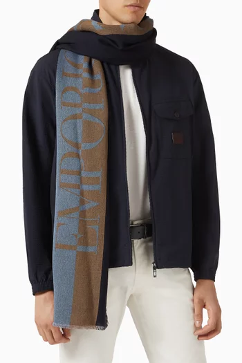 Logo Stripe Scarf in Viscose-jacquard