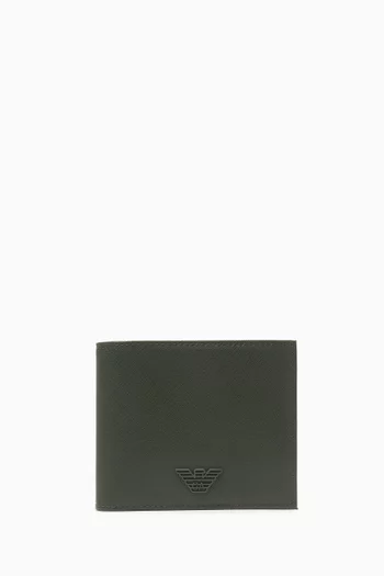 Logo Bifold Wallet in Saffiano Leather