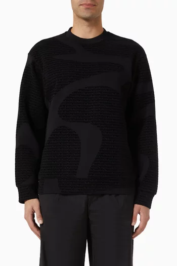 Flocked Logo Sweatshirt in Cotton-blend