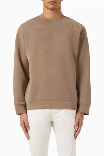 Flocked Logo Sweatshirt in Cotton-blend