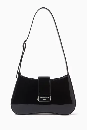 Hobo Shoulder Bag in Patent Faux Leather