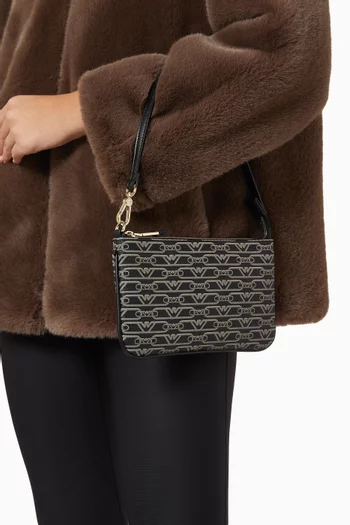 حقيبة كتف بشعار الماركة قنب مغلف