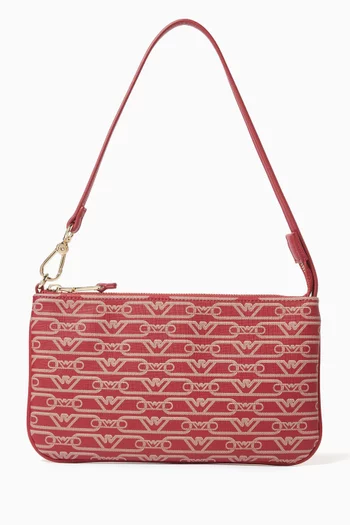 حقيبة كتف بتصميم مزين بالكامل بشعار الماركة قنب مغلف