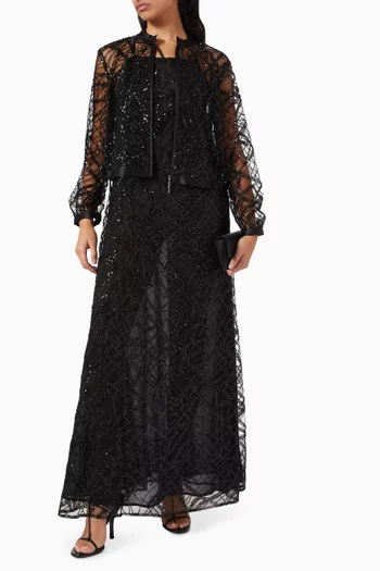 Embellished Zip Jacket in Tulle