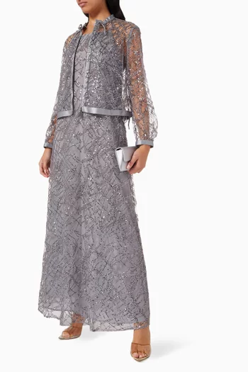 Embellished Zip Jacket in Tulle