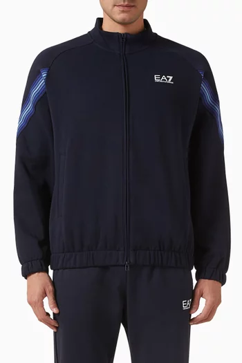 سويت شيرت بسبعة خطوط وسحّاب مزيج قطن