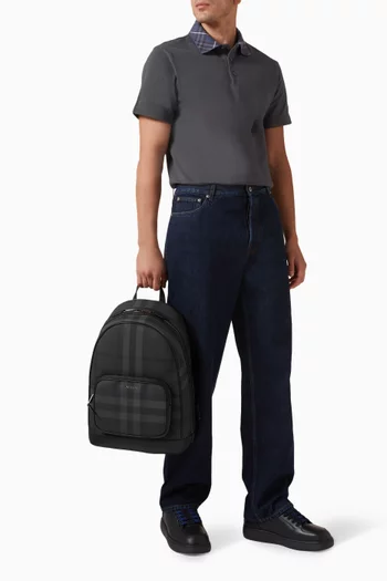 Check-collar Polo Shirt in Cotton
