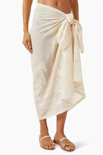 Woven Frayed Pareo in Cotton