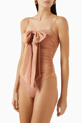 Coco Drape Bow One-piece Swimsuit