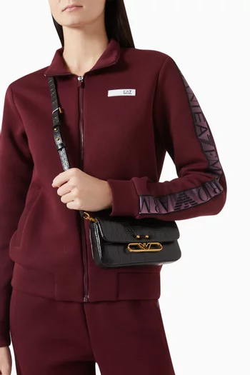 Eagle Logo Crossbody Bag in Croc-embossed Leather