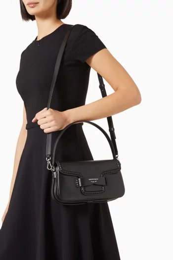 Braided-trim Shoulder Bag in Leather