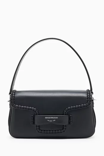 Braided-trim Shoulder Bag in Leather
