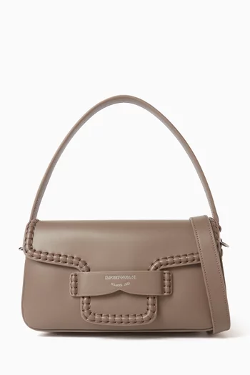 Braided-trim Shoulder Bag in Leather