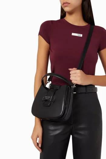 Braided-trim Hobo Bag in Leather