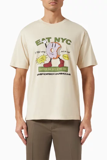 تي شيرت بطبعة Eat NYC‏ قطن