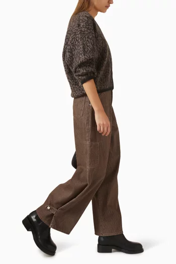 Wide-leg Cargo Pants in Denim