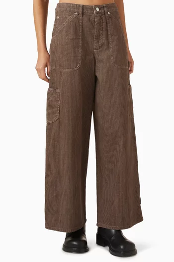 Wide-leg Cargo Pants in Denim