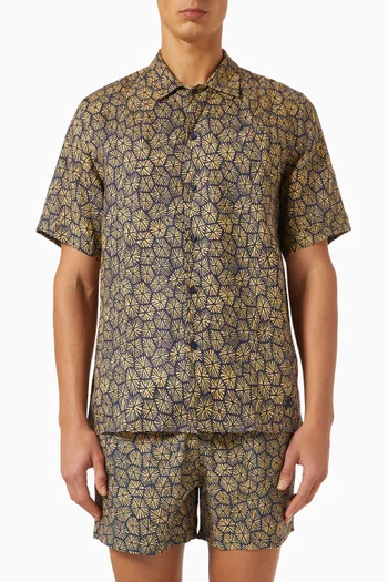 قميص بولينغ بنقشة كاراباسيز كتان