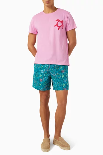 Turtle Heart Flocked T-shirt in Cotton