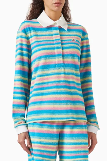 Striped Polo Shirt in Cotton Blend