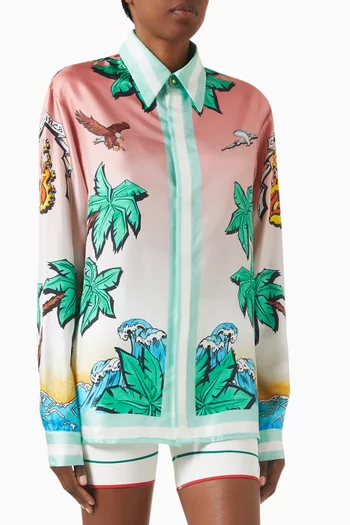 Tennis Club Shirt in Silk Twill