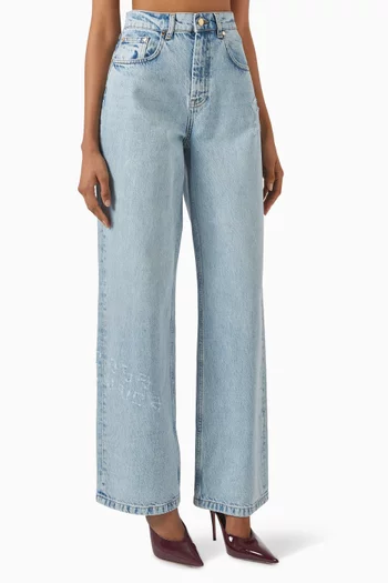 Graffiti Distressed Jeans in Denim