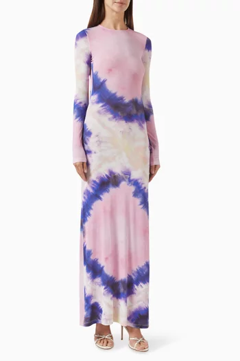 Tie-dye Open-back Maxi Dress in Jersey