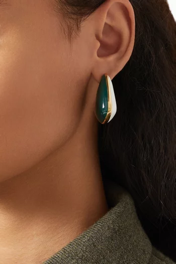 Small Fin Enamel Earrings in 18kt Gold-plated Silver