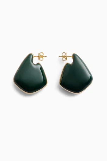 Small Fin Enamel Earrings in 18kt Gold-plated Silver
