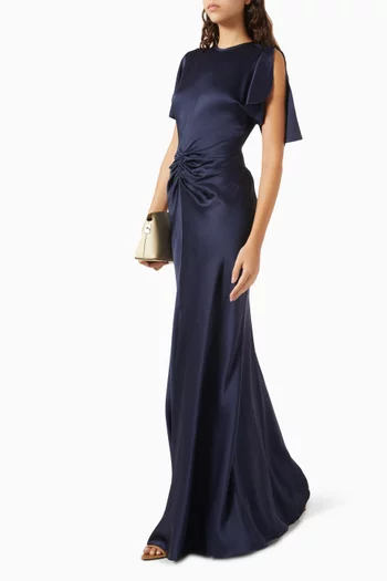 Gathered-waist Gown in Satin