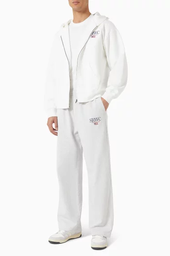 Nautical Embroidered Wide Sweatpants in Cotton