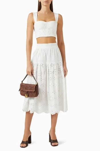 Broderie Anglaise Crop Top in Cotton Poplin
