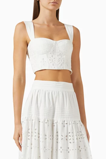 Broderie Anglaise Crop Top in Cotton Poplin
