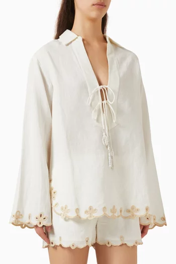 Plunge-neck Tunic Top