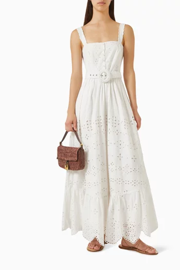 Broderie Anglaise Belted Dress in Cotton
