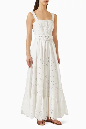 Broderie Anglaise Belted Dress in Cotton
