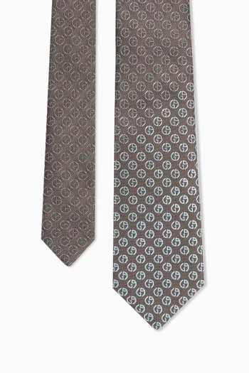 Logo Tie in Silk Jacquard