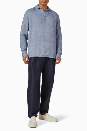 Polo Collar Shirt in Linen
