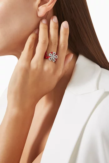 Snowflake Crystal Enamel Ring