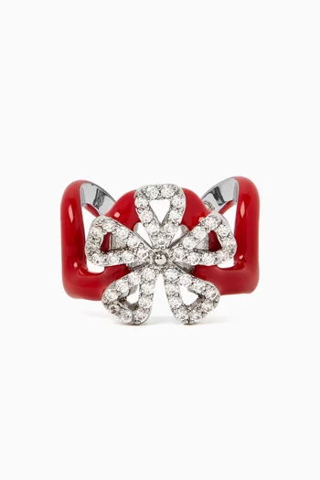 Snowflake Crystal Enamel Ring