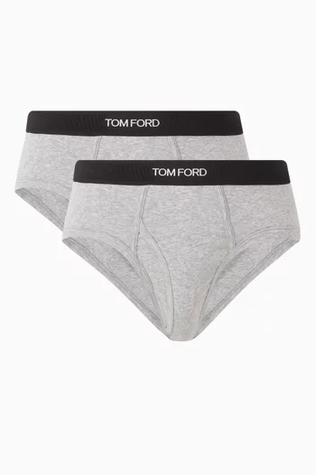 Logo Briefs in Stretch Cotton, Set of 2