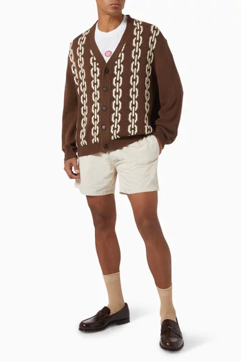 Chain Intarsia Cardigan in Cotton Knit