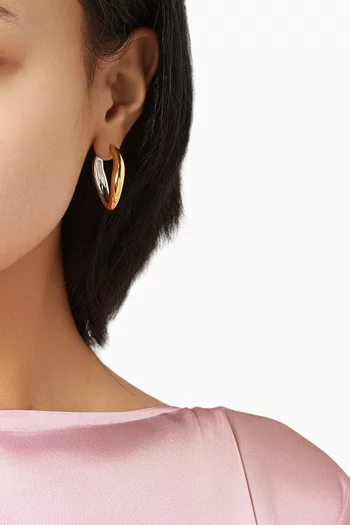 Large Savi Signature Hoop Earrings in Plated Gold & Rhodium