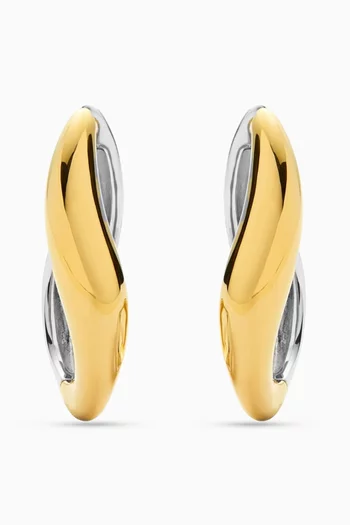Large Savi Signature Hoop Earrings in Plated Gold & Rhodium