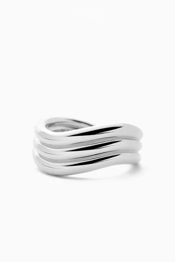 Savi Signature Triple Ring in Rhodium-plated Brass
