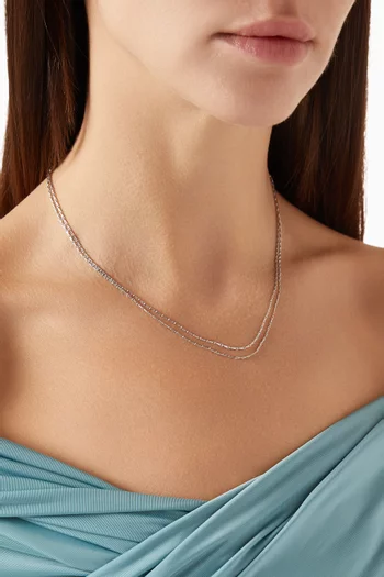 Savi Twisted Double Chain Necklace in Rhodium-plated Brass