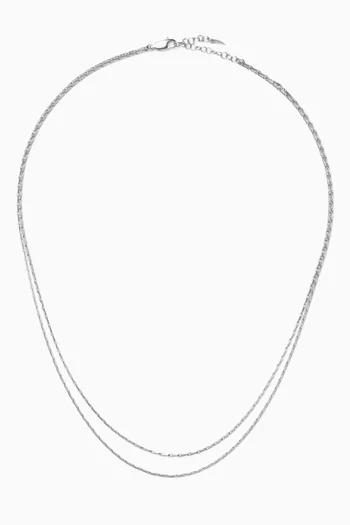 Savi Twisted Double Chain Necklace in Rhodium-plated Brass
